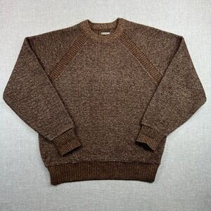 VTG 80s Campus Knit Sweater Men L Brown Raglan USA Grandpa Acrylic Streetwear